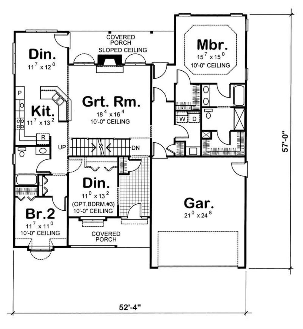 Floor Plan First Story of Country Plan #120-1057